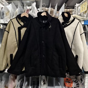 2025冬季 包邮 满68 青少年港风皮毛一体外套羊羔毛棉衣 精品