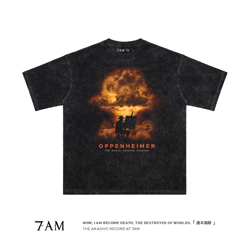 奥本海默电影珍藏水洗做旧T恤