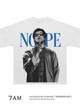 7AM-李小龙T恤ins爆红水洗做旧美式vintage复古潮牌重磅纯棉短袖