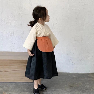 复古童装三件套中小童裙子小女孩中式改良汉服套装儿童古装摄影服