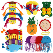 不织布穿线系鞋 带早教亲子幼儿园区角玩具手工区材料diy自制教具