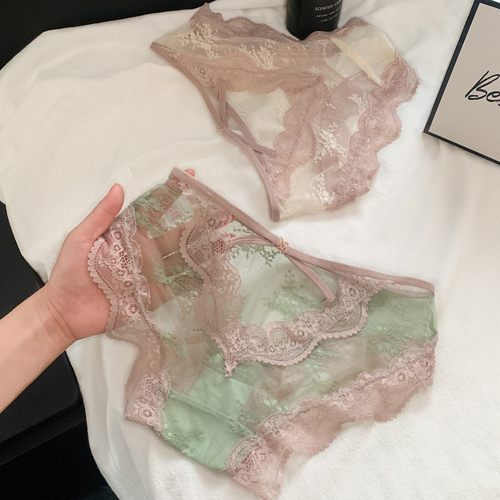 女士三角裤镂空提臀ins风透明新