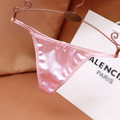 女士奢华缎面性感无痕年轻态低腰一根ins风t裤 纯色简约风三角裤 新