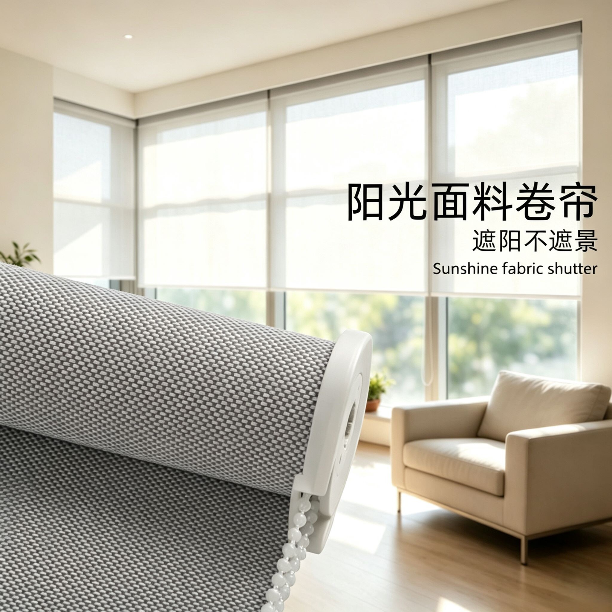 办公室遮光窗帘阳光面料2026新款卫生间防晒隔热卷帘窗户遮阳神器