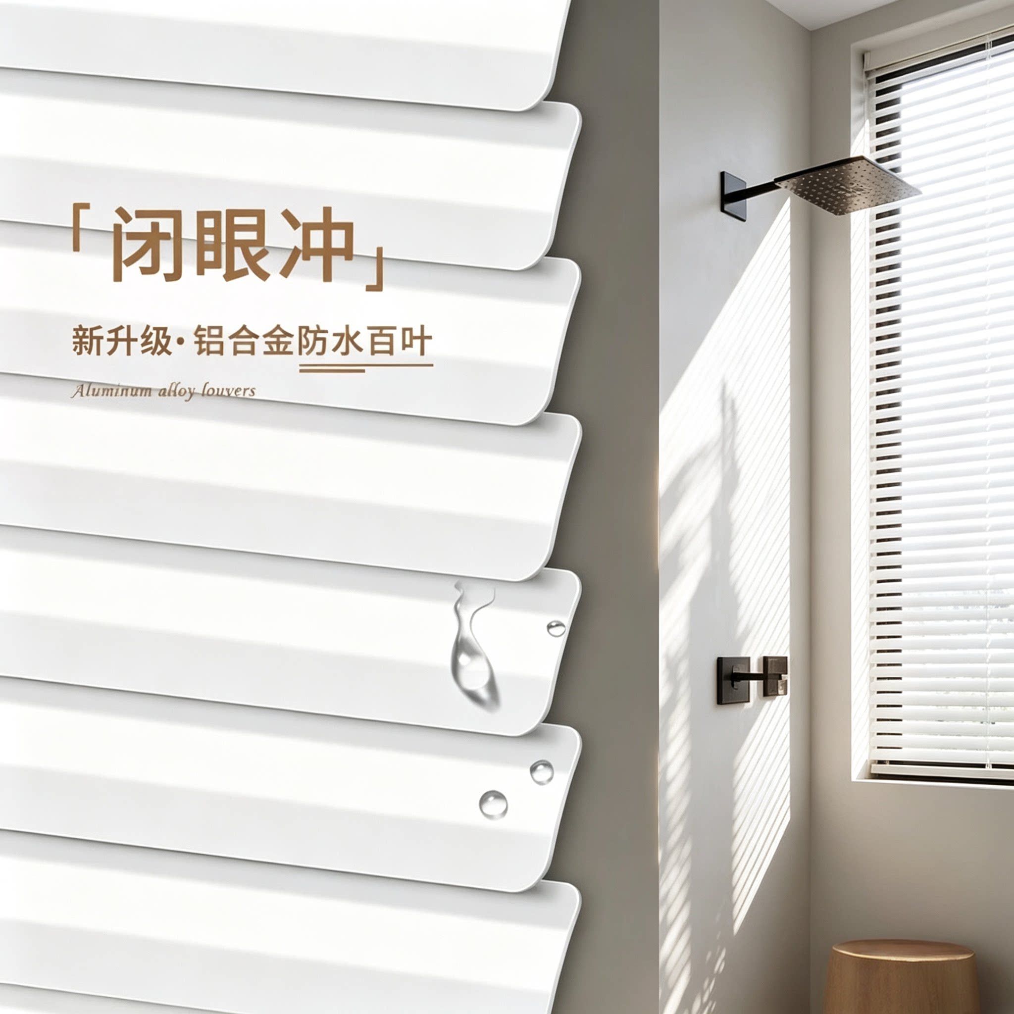 2026新款办公室高遮光百叶窗帘铝合金浴室专用防走光隐私遮挡卷帘