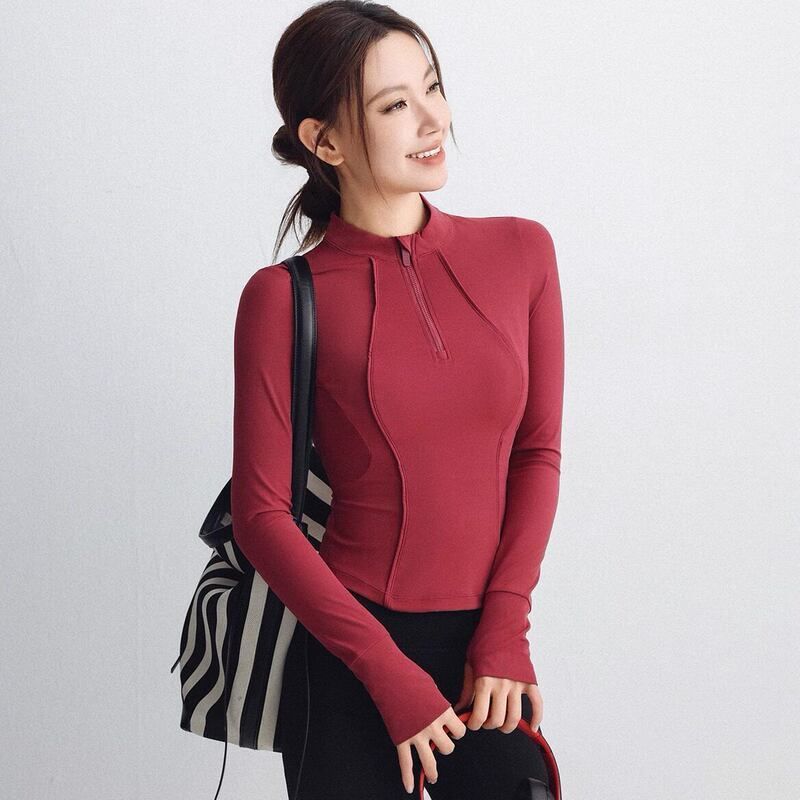 塑型瑜伽服女健身衣弹力修身长袖运动上衣秋专业跑步训练服普拉提