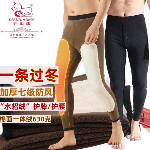 千年马男棉面加厚护膝护腰保暖裤