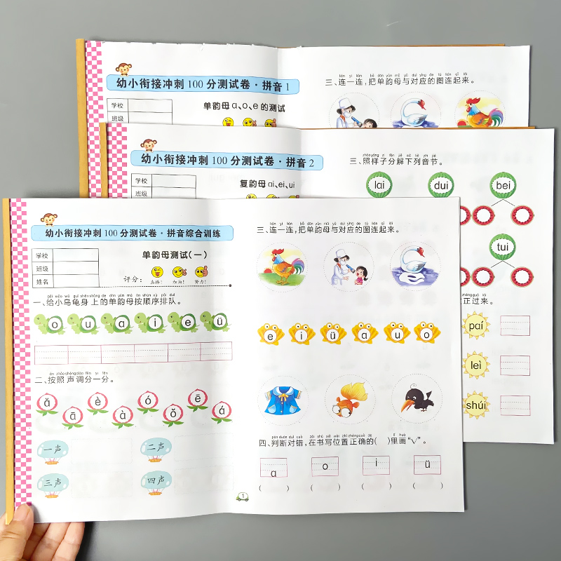 拼音1/2上册下册拼音综合训练学前冲刺100分测试卷幼小衔接一日一练