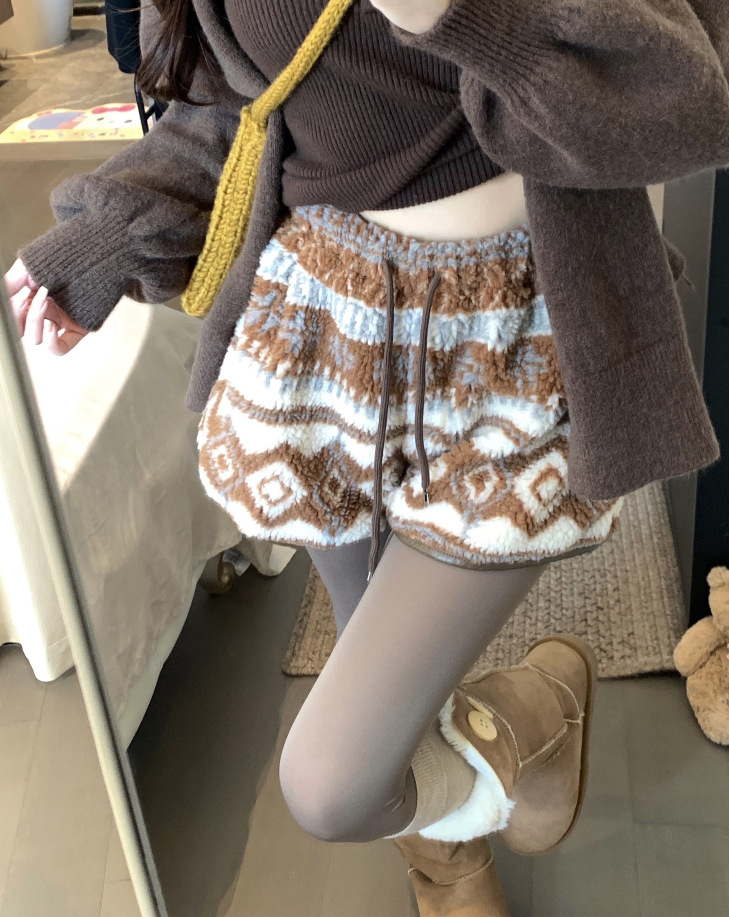 新秋冬短裤羊羔毛阔腿短裤女冬季加厚保暖毛绒绒高腰休闲抽绳热裤,女装/女士精品,休闲裤,淘宝优惠券,粉丝福利购,淘宝优惠卷