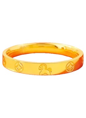 马年钛钢马上有钱招财戒指