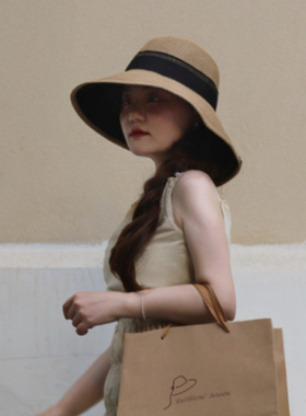 Earthtone“日常”ad10进口!大帽檐防晒日本纸草文艺百搭渔夫草帽