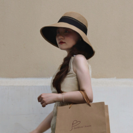 Earthtone“日常”ad10进口!大帽檐防晒日本纸草文艺百搭渔夫草帽