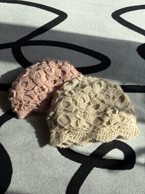 Earthtone“隆福”100羊绒!手工钩针毛线帽秋冬保暖针织百搭包头