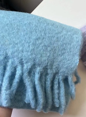 Earthtone“冰岛”高配订染!C~川西蓝色马海毛羊驼毛大围巾小红书