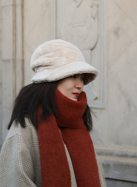 Earthtone“白塔”100獭兔毛!真皮草渔夫帽大头可护耳保暖显脸小