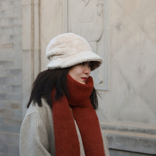 Earthtone“白塔”100獭兔毛!真皮草渔夫帽大头可护耳保暖显脸小