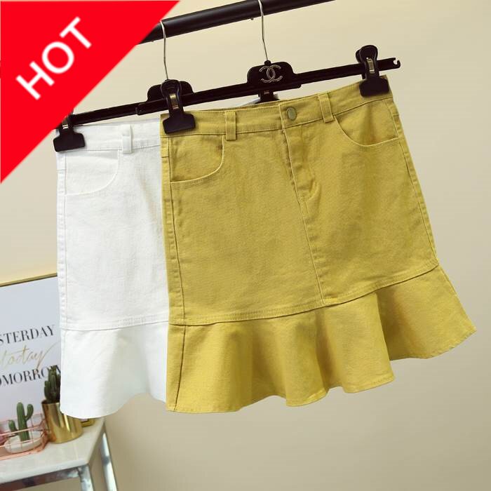 2018 summer new pattern cowboy skirt Paige Korean Edition Versatile a word Skirt Self cultivation Lotus leaf Fishtail skirtin the Women's clothing/Boutique , Skirts  category - from Buy2taobao.com to provide professional Taobao agent buy service