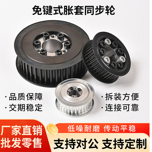 胀紧同步轮8M现货钢铝免键皮带轮