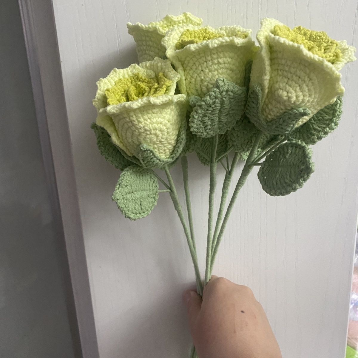 纯手工编织齿轮玫瑰成品毛线钩针编织手作礼物自制