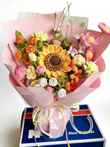 DIY手工编织花束钩织向日葵钩针毛线成品花送老师礼物