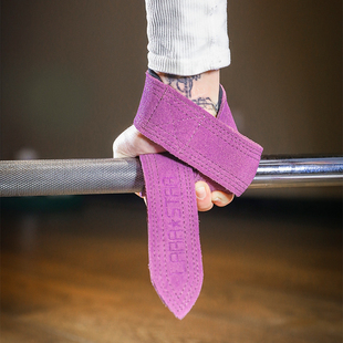 劳拉之星LARASTAR一字健身房牛皮护腕硬拉带引体运动女助力带护手