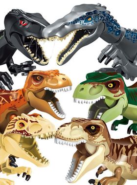 侏罗纪恐龙模型75935重爪龙霸王龙食肉牛龙拼装积木儿童玩具