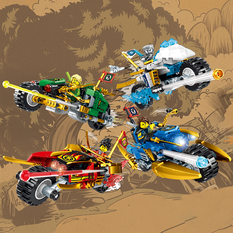 幻影忍者战车系列凯赞人仔劳埃德街头摩托车男孩拼装玩具中国积木