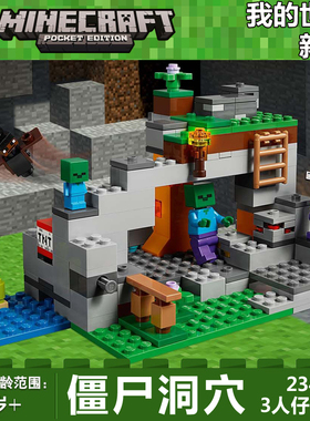 新款21141我的世界僵尸洞穴鸡舍蝙蝠宝史蒂夫Him拼插中国积木玩具
