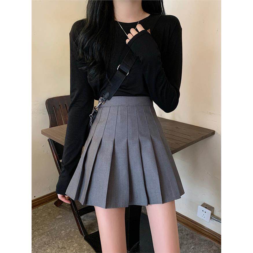 灰色百褶裙半身裙女夏季2025新款高腰显瘦jk西装短裙短款a字裙子