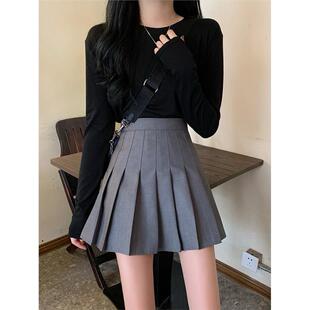 灰色百褶裙半身裙女夏季2025新款高腰显瘦jk西装短裙短款a字裙子
