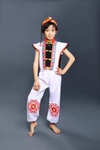 儿童舞蹈服民族男童演出服三月三壮族佤族彝族土家族葫芦丝表演服