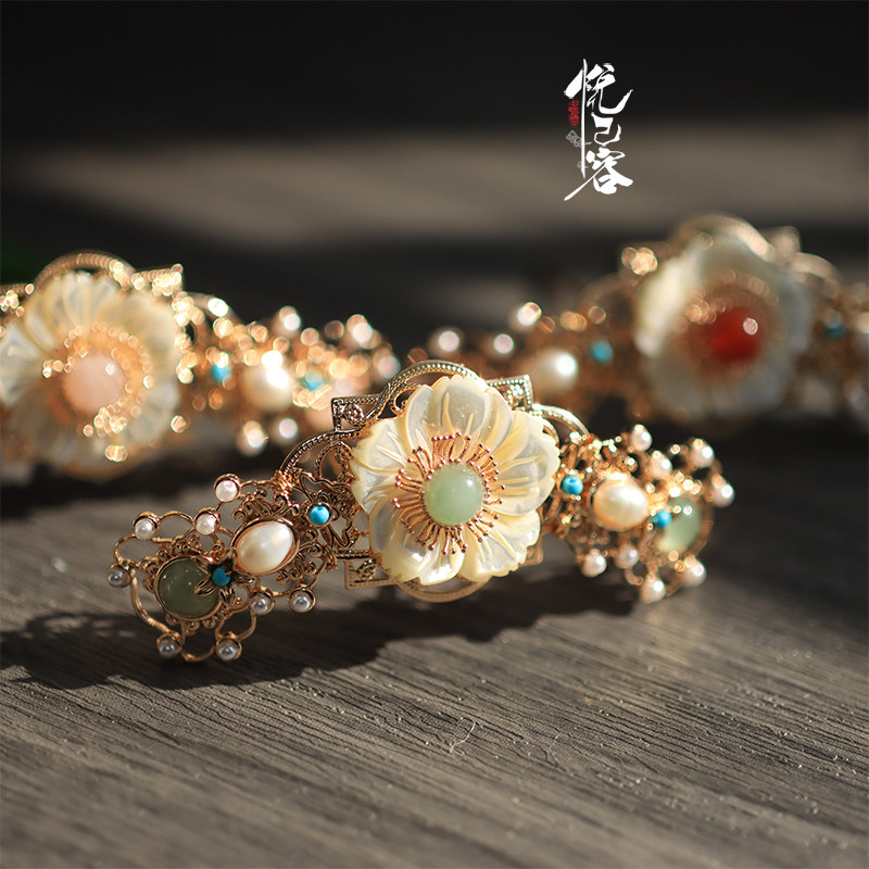 悦己容[小青梅]原创复古风汉服多色百搭花钿小花钿冠日常发饰配饰