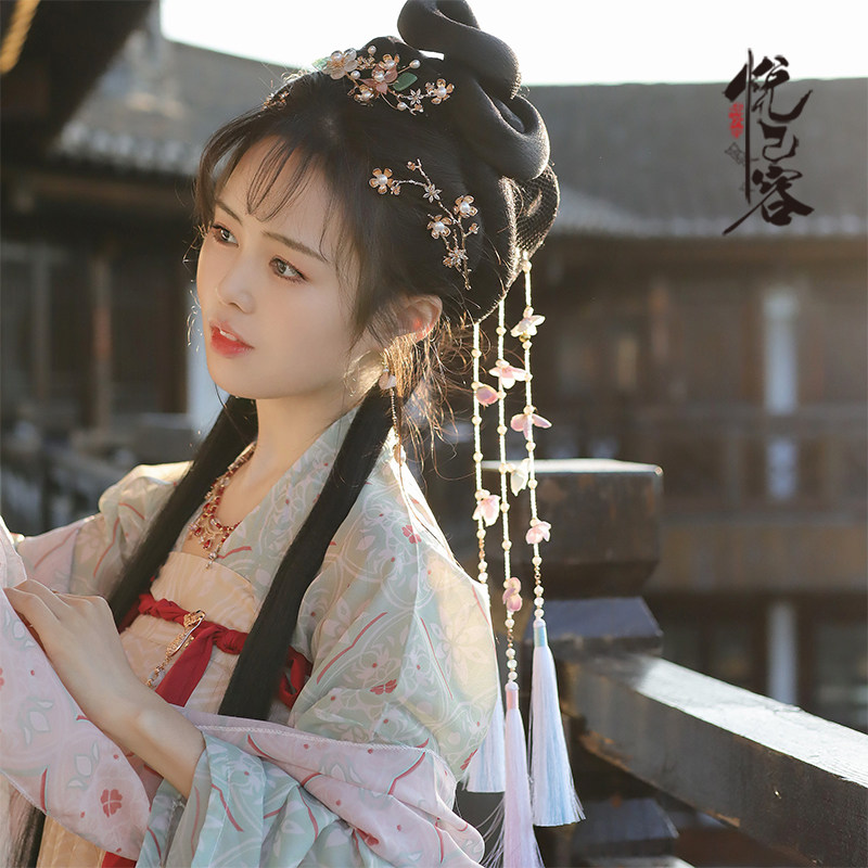 悦己容[苏樱凉]古风头饰超仙气唯美绢花朵珍珠流苏后压汉服发饰仙