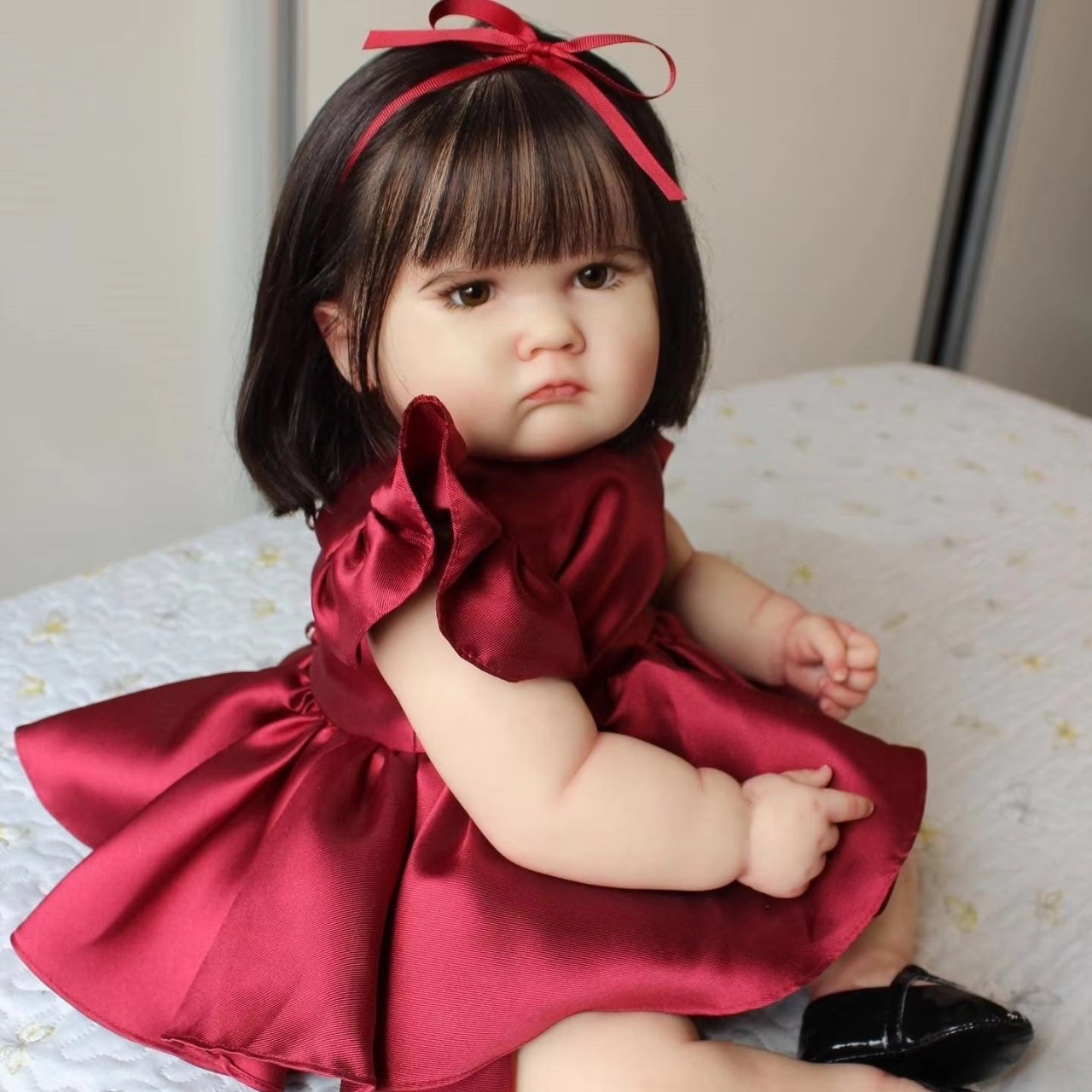 跨境仿真婴儿短发女孩60厘米布身 reborn baby doll 重生娃娃玩具