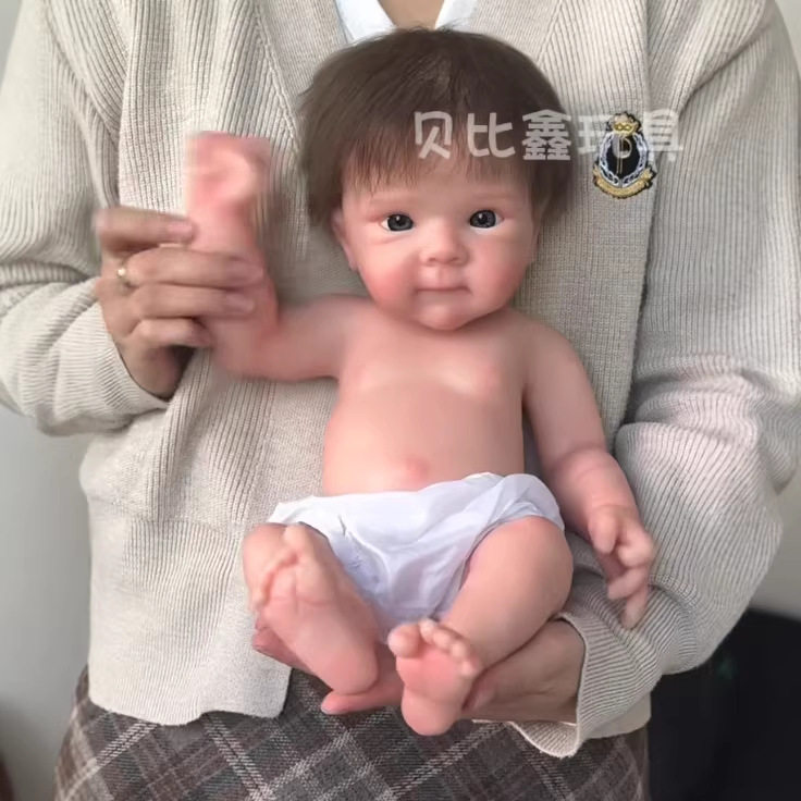 18寸全实心硅胶仿真重生婴儿娃娃 超高端马海毛植发siliconedoll