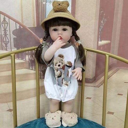 55cm全胶可入水洗洋娃娃 重生娃娃仿真橡胶宝宝陪伴玩具人偶模型