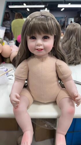 22寸新款六颗牙仿真小女孩娃娃裸娃 衣服可自由搭配