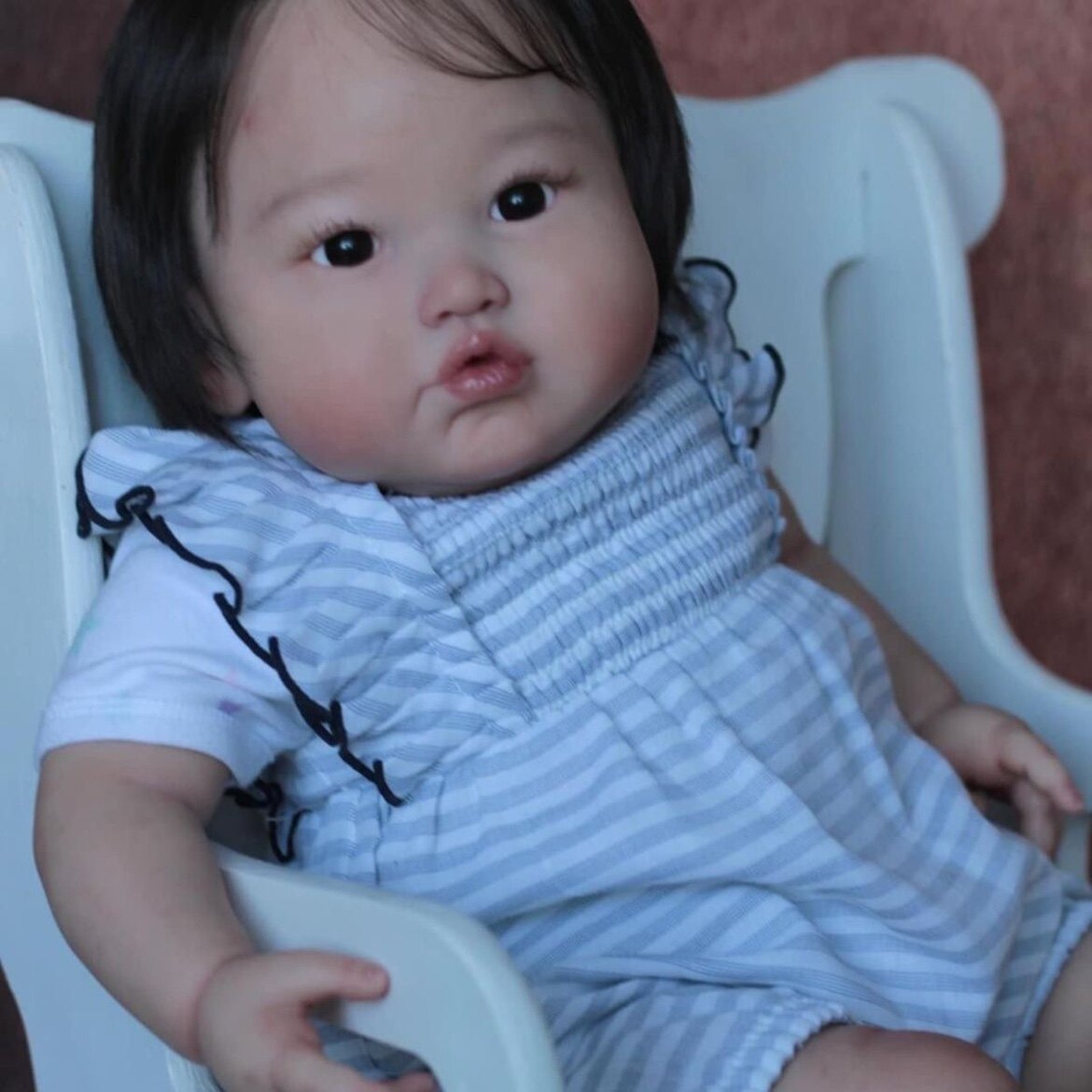 60cm超可爱吃手指洋娃娃 重生娃娃仿真橡胶婴儿硅胶模型 仿生玩具