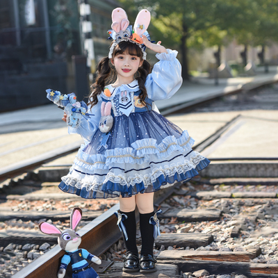 女童疯狂动物城朱迪COS连衣裙