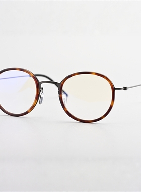 超轻复古轻薄日系镜框手工圆框眼镜架框板材加钛圆框配防蓝光6637