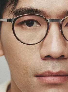 9704plus版眼镜近视框男超轻钛眼镜架圆框配近视防蓝光片6379