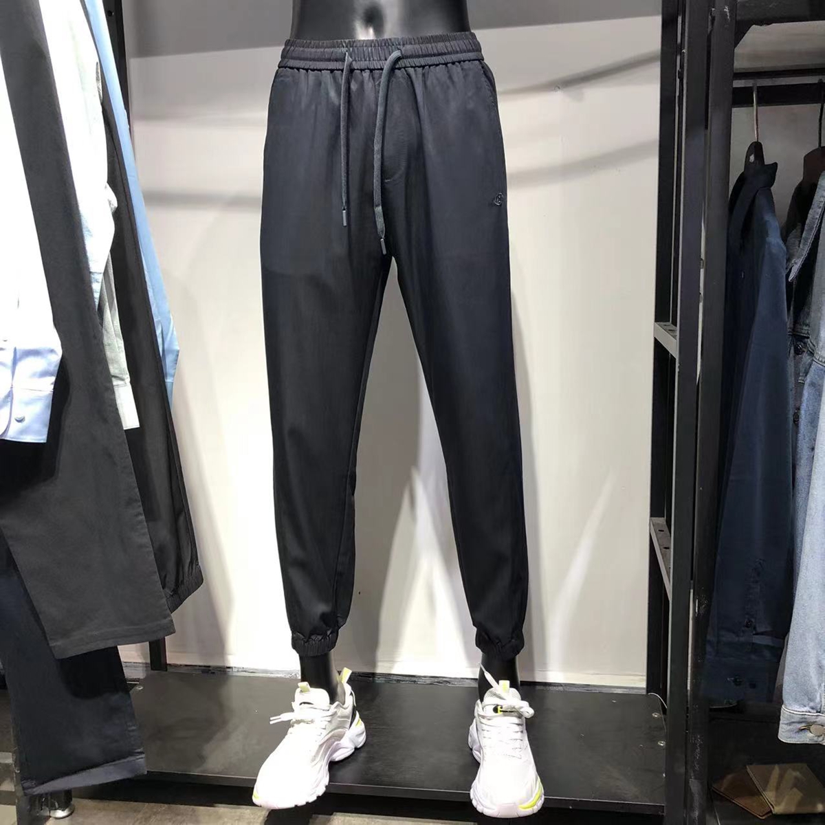 品牌男装夏季束脚弹力九分运动裤