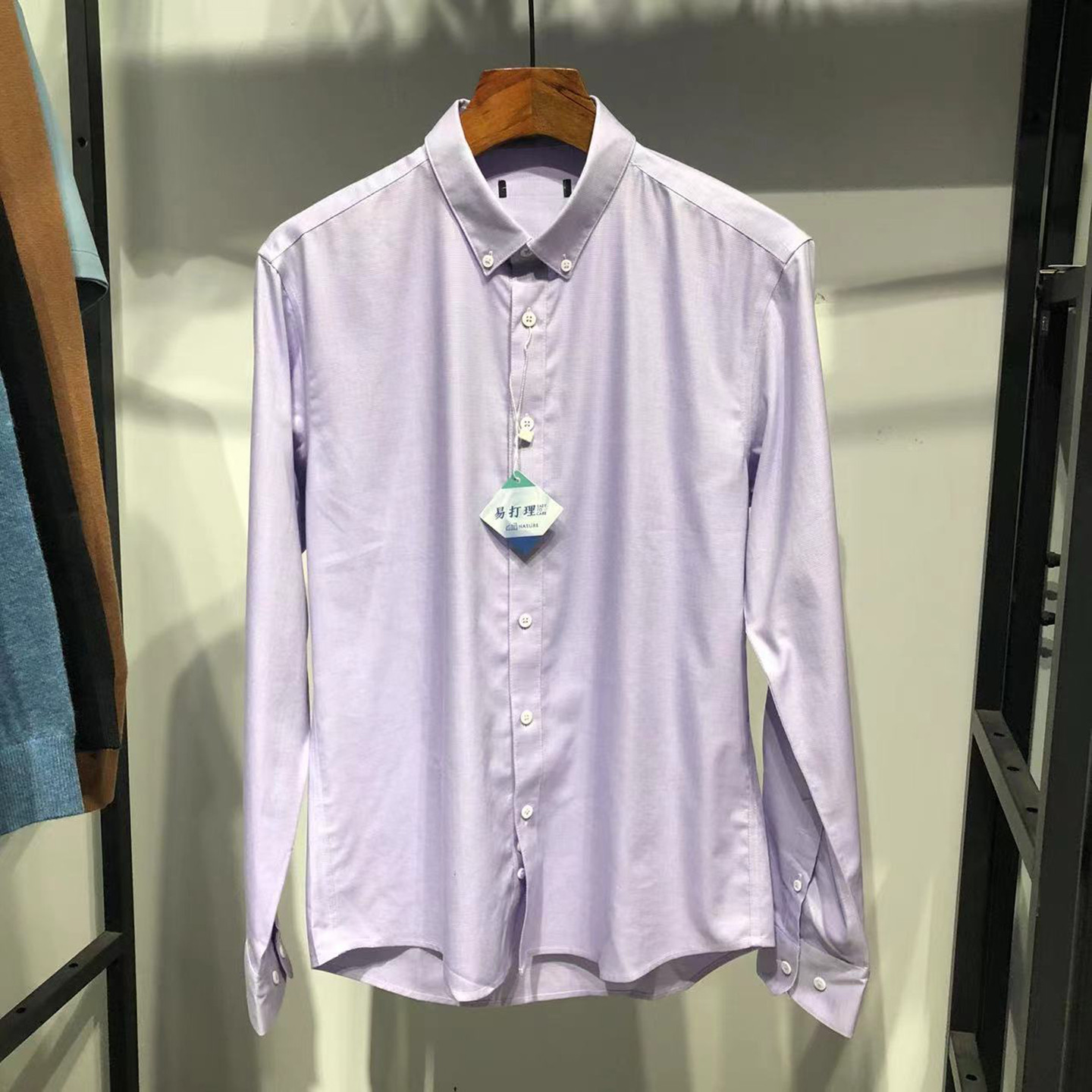 H标~品牌男装春季新款男士尖领衬衫商务修身纯棉男款休闲长袖衬衣