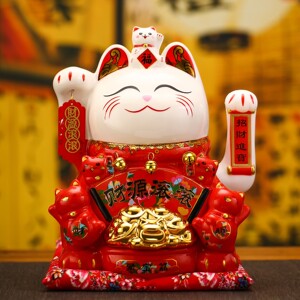 陶瓷摇手招财猫摆件开业礼物