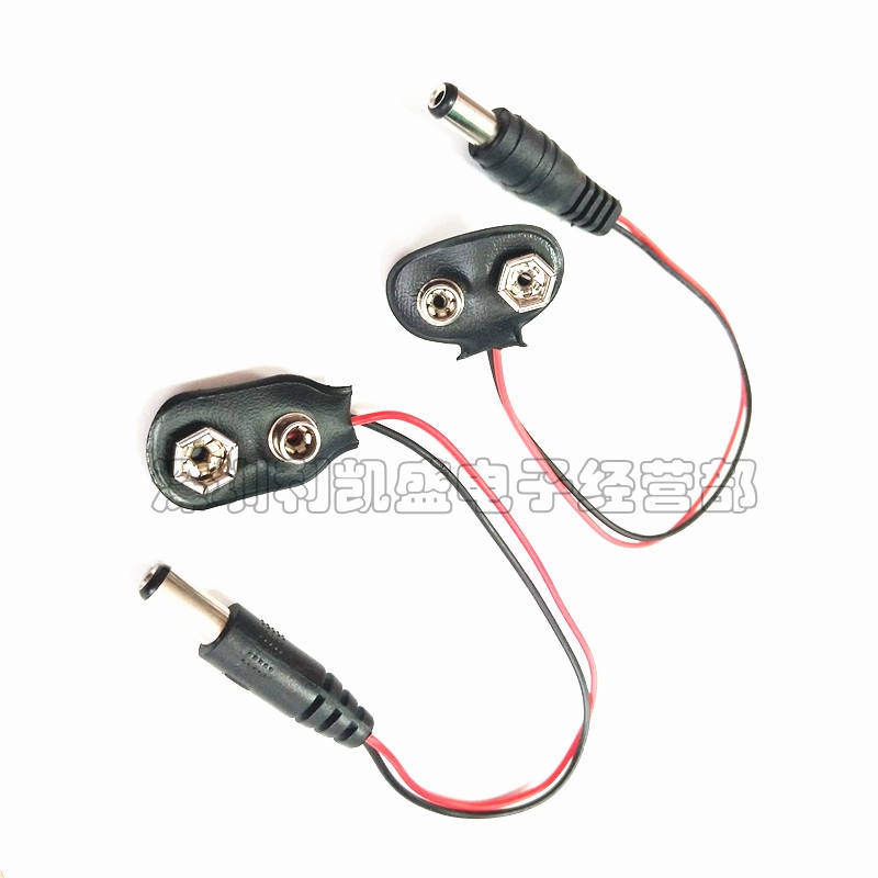 6F22方形9V电池扣子碳性蓄电池电池扣电池帽 DIY 带线+DC电源插头