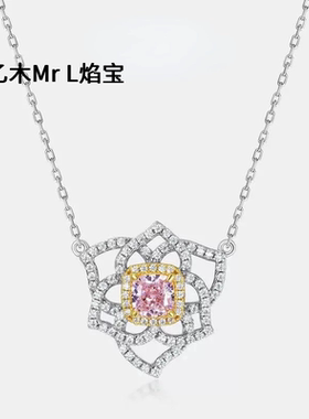 跨境新款冰花切高碳钻花朵项链S925银镶嵌彩宝锁骨链欧美轻奢时尚