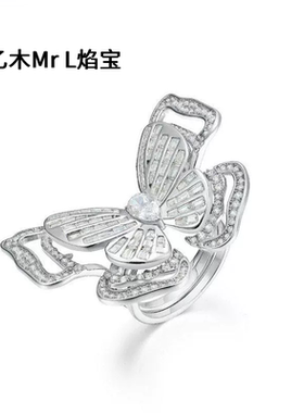欧美个性夸张蝴蝶设计高碳钻戒指轻奢时尚S925银纯银戒指跨境热卖