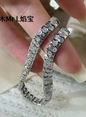 S925纯银蜂巢蛇骨手链宽版时尚轻奢ins小众设计可活动高级感手饰