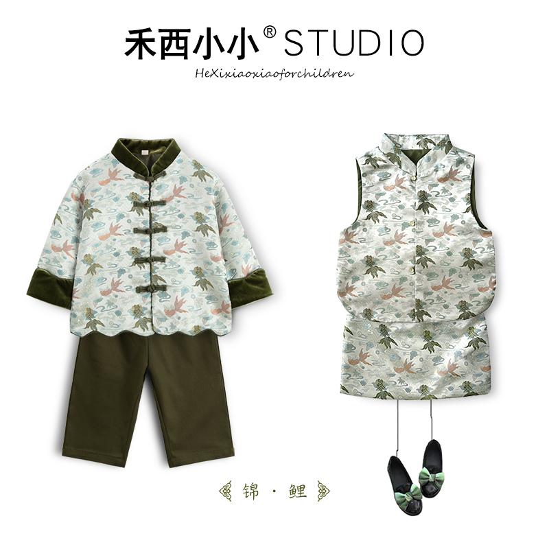 锦鲤对襟唐装春秋款汉服套装