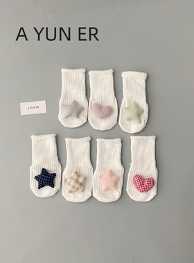 新生儿袜子春秋夏薄男女宝宝0-6月防滑地板袜可爱卡通中筒长筒袜1